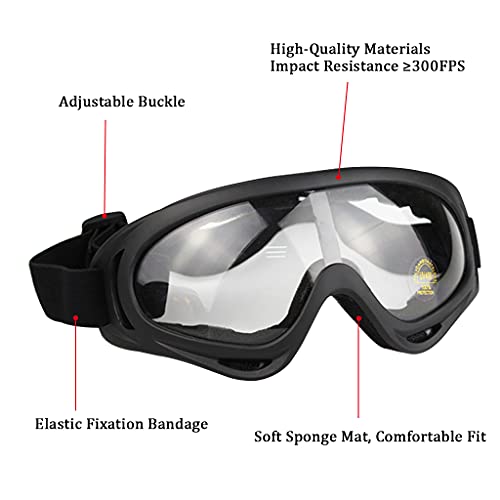 AOUTACC Airsoft Half Face Mask Steel Mesh and Goggles Set, Skull Tactical Masks Protection Gear for Paintball BBS CS Nerf Game Cosplay Halloween Costume Accessories (Black Skull)