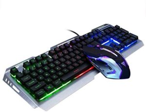 anzerwin keyboard and mouse combo wired backlit keyboard,colorful mouse keyboard set,lighted gaming keyboad,usb gamer keyboard combo,rainbow led keyboard metal panel,for prime xbox one ps4 ps5 games