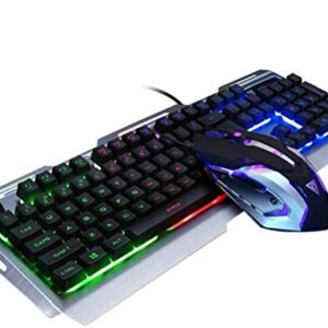 ANZERWIN Keyboard and Mouse Combo Wired Backlit Keyboard,Colorful Mouse Keyboard Set,Lighted Gaming Keyboad,USB Gamer Keyboard Combo,Rainbow LED Keyboard Metal Panel,for Prime Xbox One PS4 PS5 Games