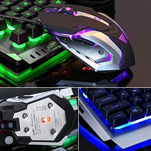 ANZERWIN Keyboard and Mouse Combo Wired Backlit Keyboard,Colorful Mouse Keyboard Set,Lighted Gaming Keyboad,USB Gamer Keyboard Combo,Rainbow LED Keyboard Metal Panel,for Prime Xbox One PS4 PS5 Games