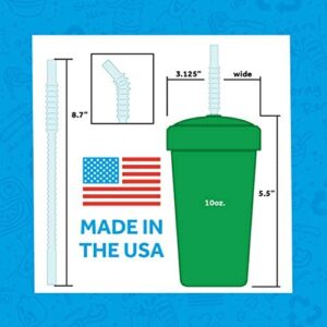 Re Play 10 Oz. Made In USA Straw Cups with Reversible Bendy Straw - Made from Heavyweight Recycled Milk Jugs- BPA Free- Dishwasher & Microwave Safe - Aqua Asst - Pack of 4