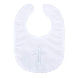 Infant Baby Boys' Girls' Christening Baptism Embroidered Cross Bib and Socks for Outfits