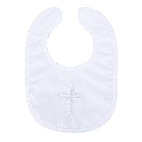 Infant Baby Boys' Girls' Christening Baptism Embroidered Cross Bib and Socks for Outfits