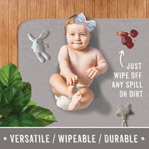 Leather Splat Mat - Waterproof Baby High Chair Floor Mat | High Chair Mat | Splat Mat for Under High Chair | Baby Food Mat | Splash and Spill Mat | Under Highchair Mat (Grey, Square)