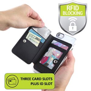 Cell Phone Wallet for Back of Phone, Stick On Wallet Credit Card ID Holder with RFID Protection Compatible with iPhone, Galaxy & Most Smartphones and Cases Black