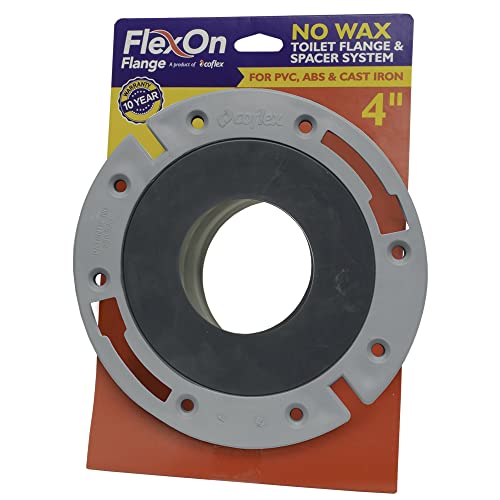 FlexOn Toilet Flange for 4" PVC, ABS, Cast Iron or Lead Pipes-Includes Spacer System to Correct Flange Elevation from 3/8"-1 1/8"