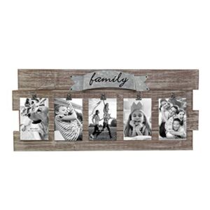 stonebriar rustic wood collage picture frame with clips and metal detail brown 26" x 11"