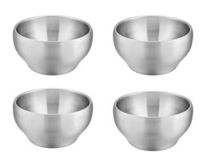 e-far bowls for kids toddlers, 12 ounce double-deck 18/10 stainless steel bowls for baby children, healthy & matte finish, insulated & shatterproof - set of 4