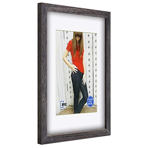 RPJC 11x14 inch Picture Frame Made of Solid Wood and High Definition Glass Display Pictures 8x10 with Mat or 11x14 Without Mat for Wall Mounting Photo Frame Driftwood Finish