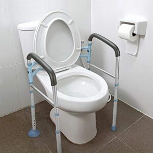 oasisspace stand alone toilet safety rail - heavy duty medical toilet safety frame for elderly, handicap and disabled - adjustable bathroom toilet handrails grab bar, fit any toilet