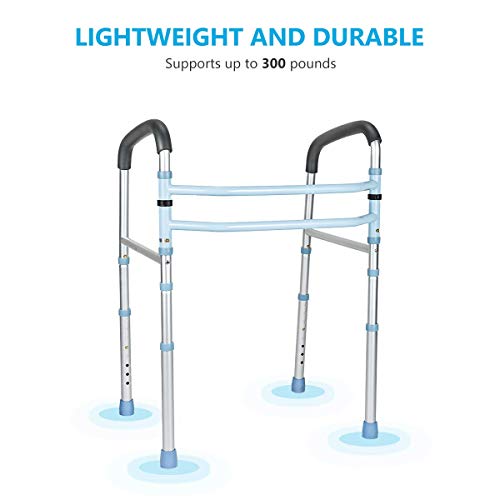 OasisSpace Stand Alone Toilet Safety Rail - Heavy Duty Medical Toilet Safety Frame for Elderly, Handicap and Disabled - Adjustable Bathroom Toilet Handrails Grab Bar, Fit Any Toilet