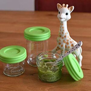 Nellam Baby Food Storage Containers - Leakproof, Airtight, Glass Jars for Freezing & Homemade Babyfood Prep - Reusable, BPA Free, 12 x 4oz Set, that is Microwave & Freezer Safe