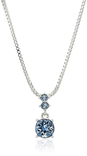 NINE WEST Women's Boxed Necklace/Pierced Earrings Set, Silver/Blue, One Size