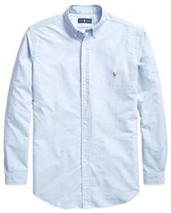 polo ralph lauren men's big and tall long sleeves classic fit oxford buttondown shirt (4xlt, bsr blue)
