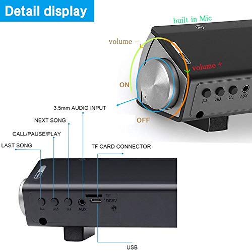 ASIYUN 2 X 5W Mini Bluetooth Sound Bar, Wired and Wireless Home Theater Audio for Cell Phone/Tablet/Projector and Support TV with AUX/RCA Output (Remote Control Included)