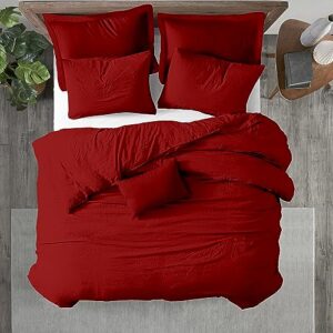 kotton culture queen duvet cover cotton 100% egyptian cotton with zipper & corner ties breathable all season 600 thread count soft comforter cover (queen/full, blood red)