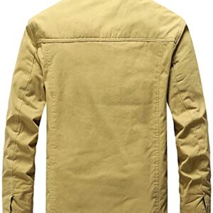 Vcansion Men's Classic Sherpa Trucker Jacket Windbreaker Stand Collar Fleece Coat Outerwear Warm Parka Army Green US L