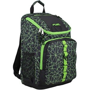fuel top load multipurpose backpack, extra large main compartment w/easy access, padded back w/adjustable comfort straps, front molle loops - black/lime