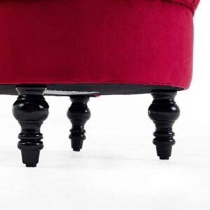 BELLEZE Modern Gothic Style Velvet Accent Chair, Elegant Seating with High Back & Button Details, Contemporary Design for Living Room, Bedroom, Fireplace - Tufted (Red)