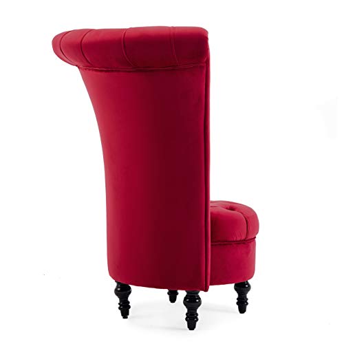 BELLEZE Modern Gothic Style Velvet Accent Chair, Elegant Seating with High Back & Button Details, Contemporary Design for Living Room, Bedroom, Fireplace - Tufted (Red)