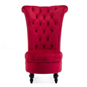 BELLEZE Modern Gothic Style Velvet Accent Chair, Elegant Seating with High Back & Button Details, Contemporary Design for Living Room, Bedroom, Fireplace - Tufted (Red)