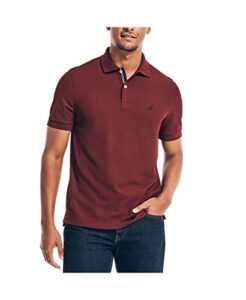 nautica men's classic short sleeve solid polo shirt, royal burgundy, xx-large