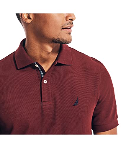 Nautica Men's Classic Short Sleeve Solid Polo Shirt, Royal Burgundy, XX-Large