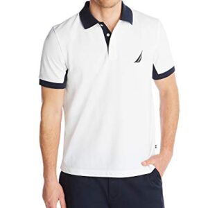 Nautica Men's Classic Fit Short Sleeve Performance Pique Polo Shirt, Bright White, 3X-Large