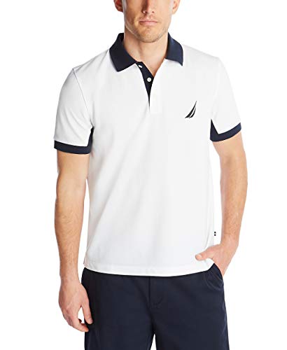 Nautica Men's Classic Fit Short Sleeve Performance Pique Polo Shirt, Bright White, 3X-Large