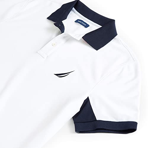 Nautica Men's Classic Fit Short Sleeve Performance Pique Polo Shirt, Bright White, 3X-Large