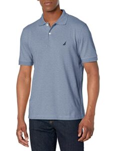 nautica men's short sleeve solid cotton pique polo shirt, deep anchor heather, x-large