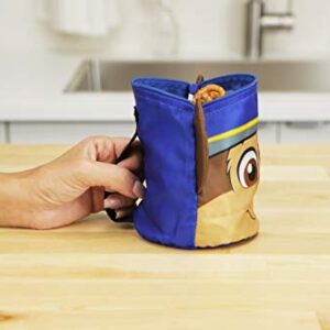 Paw Patrol Chase Reusable Kid Snack Bag/Kid Sandwich Bag 2 Pack. Washable, Food Safe, BPA-Free, Dishwasher-Safe, Zipper Closure. Includes 1 Sandwich & 1 Snack Bag. Snack Bag Stands up with Handle