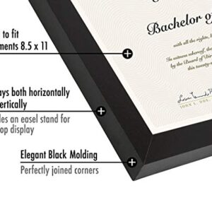 Americanflat 8.5x11 Picture Frame in Black - Set of 2 - Use as Diploma Frame or Certificate Frame with Shatter Resistant Glass - Hanging Hardware and Easel Included for Wall and Tabletop Display