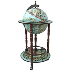 design toscano sixteenth century cielo replica globe bar liquor cabinet, 18 inches wide, 18 inches deep, 36 inches high, blue finish
