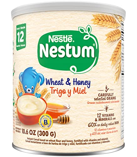 Nestle Nestum Infant Cereal, Wheat & Honey, Made for 12 Months & Up, 10.6 Ounce Canister (Pack of 4)