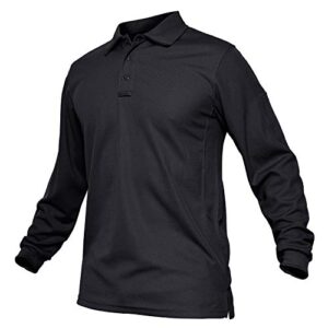 tacvasen men's long sleeve polo shirts collar shirts quick dry golf polo fishing tee shirts black polo shirt for men