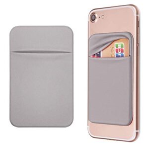 obvis cell phone pocket self adhesive card holder stick on wallet sleeve with rfid card id credit card atm card holder for iphone android 2 pack gray