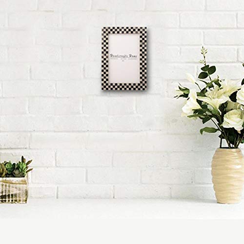 Handicrafts Home Bone Inlay Picture Frames Chic Boho Wall Décoration Photo Frame (Grey-White, 5x7 Inches)