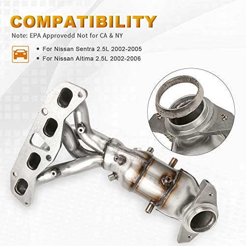 MOSTPLUS Front Exhaust Manifold Catalytic Converter Compatible for 2002 2003 2004 2005 2006 Nissan Altima 2.5L Replaces 674-659