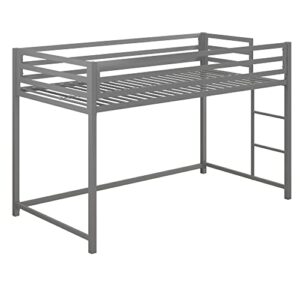 dhp miles metal junior twin loft bed, silver