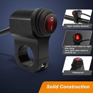 ATV Light Switch 12V Handlebar Switch Waterproof Motorcycle Light Switch CNC Aluminum Alloy Handlebar Toggle Switch for Motorcycle ATV UTV- Fits 7/8" Handlebars (22mm) Red 1 Piece