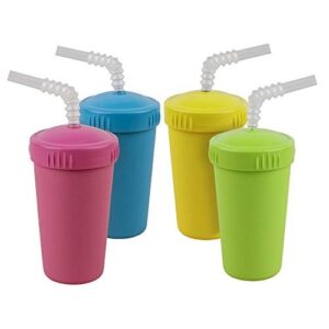 re play made in usa 10 oz. straw cups for toddlers, pack of 4 - reusable kids cups with straws and lids, dishwasher/microwave safe - toddler cups with straws 3.13" x 5.5", easter
