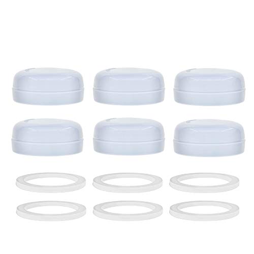 Maymom Solid Lids Aka Travel Caps w/Sealing Ring Compatible with Avent Bottle; Cap Replace Avent Natural Bottle Screw Ring n Sealing Disc; Fit Avent Anti-Colic Polypropylene, Glass Bottle, Avent PP