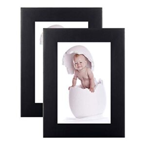 pazlog 2 pack 3.5x5 black picture frames made of solid wood and high definition for wall decor or table stand top black picture frame display 3.5 by 5 frame vertically or horizontally as 5x3.5