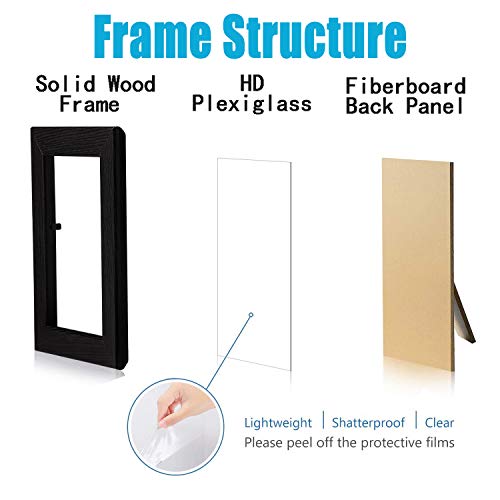 PAZLOG 2 Pack 3.5X5 Black Picture Frames Made of Solid Wood and High Definition for Wall Decor or Table Stand Top Black Picture Frame Display 3.5 by 5 Frame Vertically or Horizontally as 5x3.5