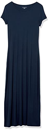 Amazon Essentials Women's Short-Sleeve Maxi Dress, Navy, Large