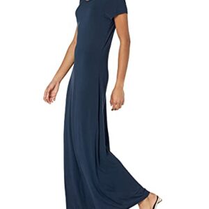 Amazon Essentials Women's Short-Sleeve Maxi Dress, Navy, Large