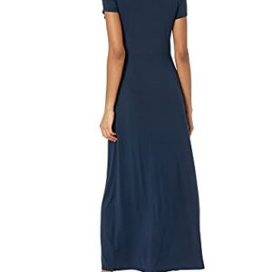 Amazon Essentials Women's Short-Sleeve Maxi Dress, Navy, Large