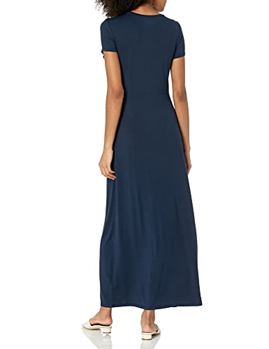 Amazon Essentials Women's Short-Sleeve Maxi Dress, Navy, Large