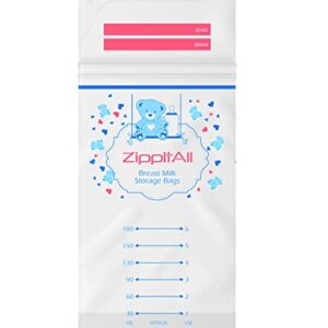 DiRose Breast Milk Storage Bags - Leak-Proof 100 Count Double Zipper 6 oz Capacity Extra Thick and Seal BPA/BPS Free/Disposable Pouches | Self-Standing Bag for Long and Safe Storing